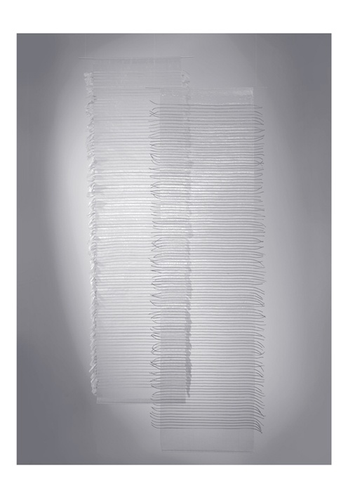 Room divider - polyester monofilament, silk, paper yarn, ca. 0,70 x 2,70 m