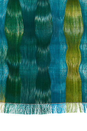 hand woven warp knitted in fan weaving technique