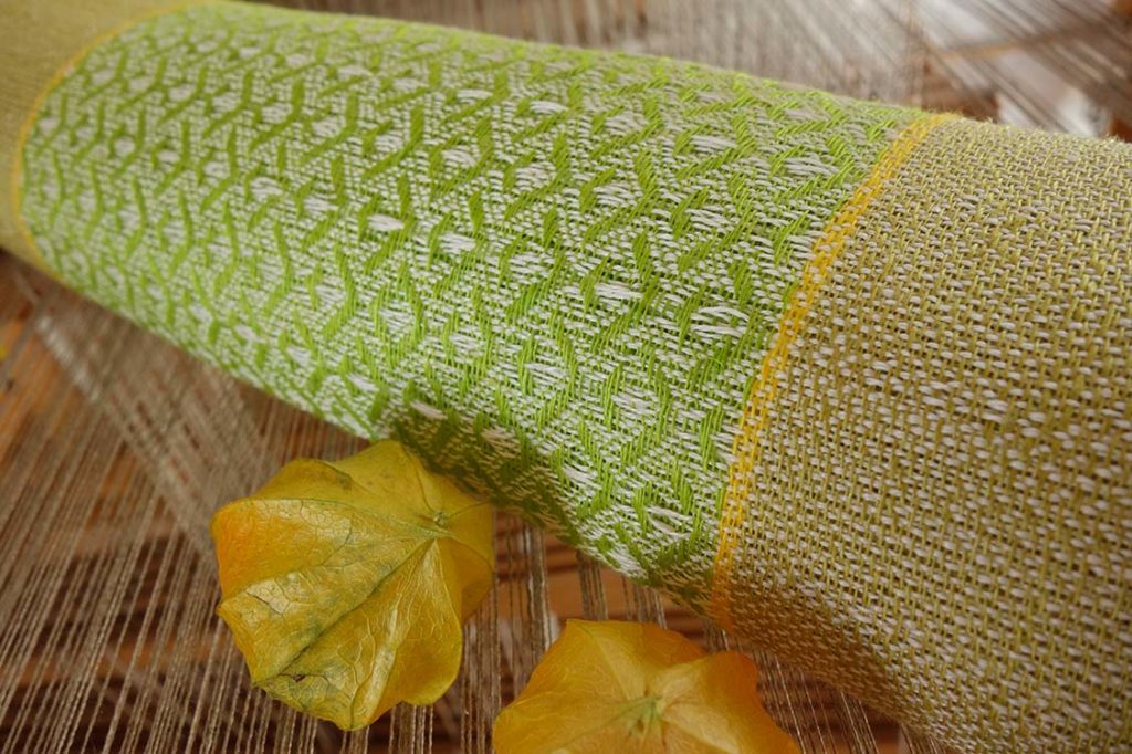 Runner out of green linen