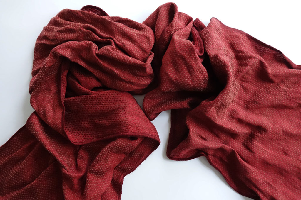 airy copper-red scarf in bamboo-copper-silk