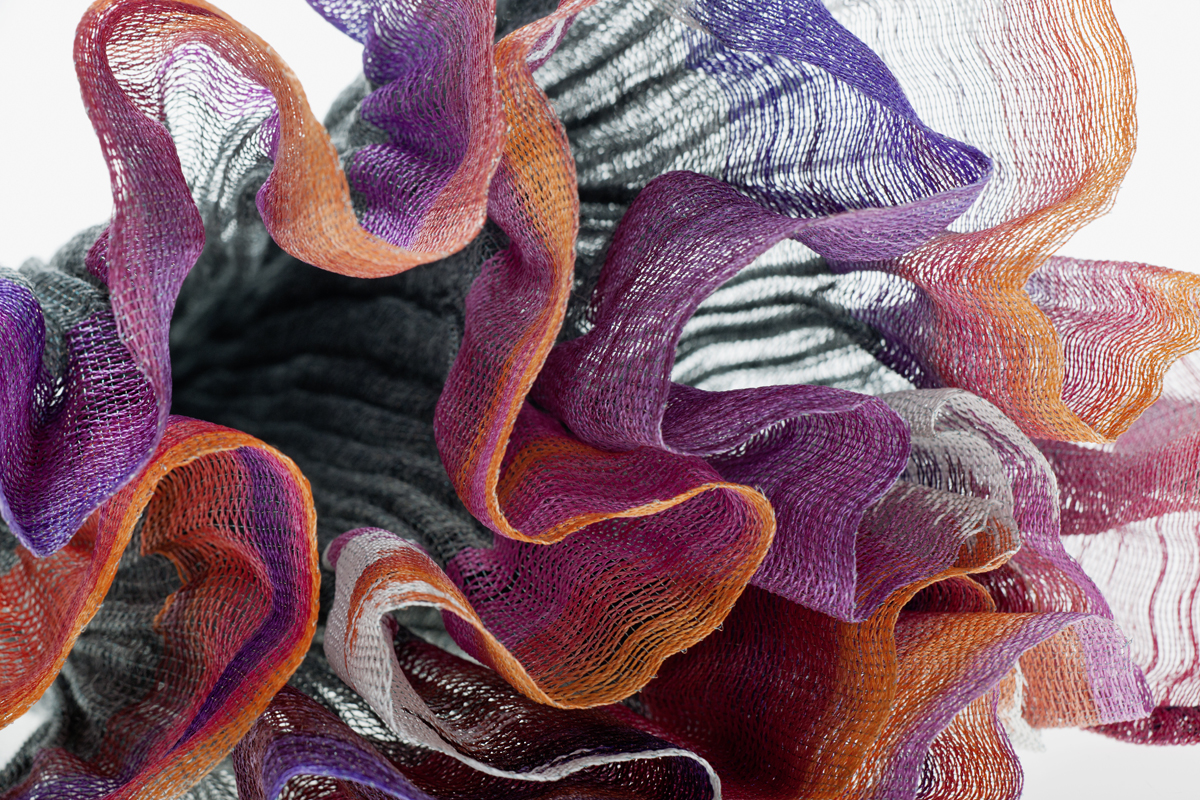 Tessuto crêpe - dipinto, seta, crêpe di lana, rame, 0,20 x 2,10 m