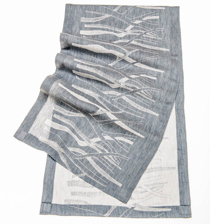 Table runner - jacquard fabric, 0.42 x 1.52 m, linen/lyocell